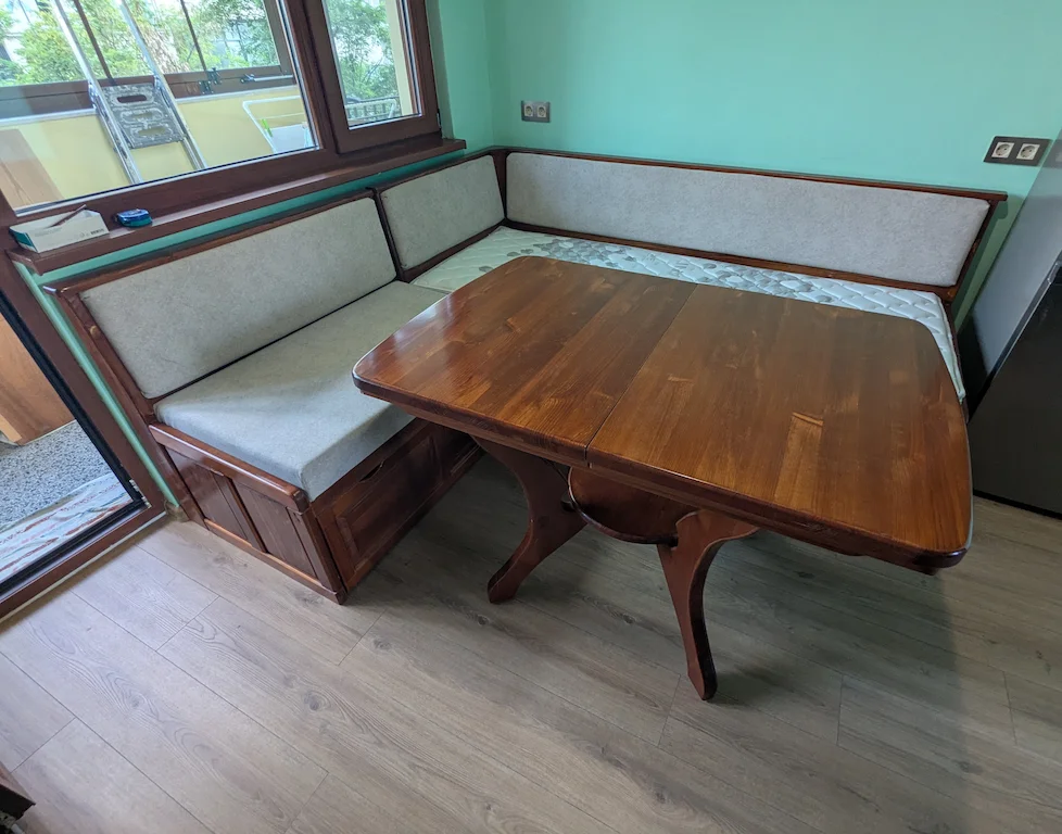 Corner sofa and table set for kitchen